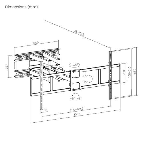 FT-12610 - Suporte de TV Triarticulável com Braço Duplo