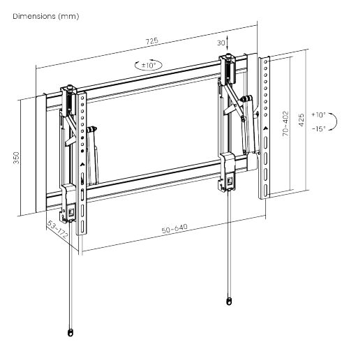 Suporte Vídeo Wall Inclinável e Extensível para TV LED 37" a 98" - FT-64MP Fixatek