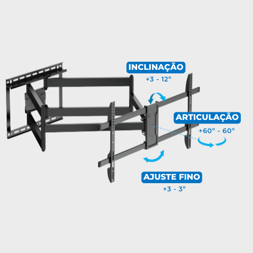 FT-84200 - Suporte de TV Triarticulável com Braço Duplo até 98 polegas VESA até 800x400mm