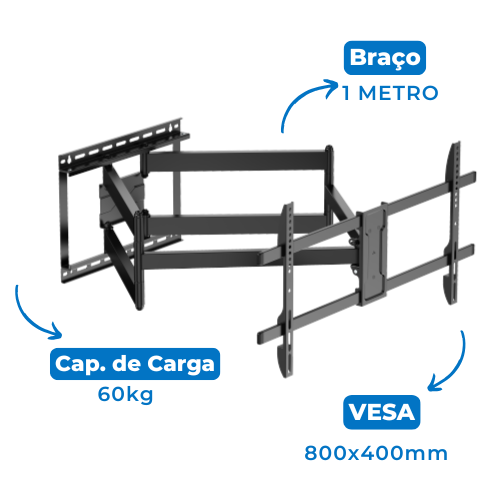 FT-84200 - Suporte de TV Triarticulável com Braço Duplo até 98 polegas VESA até 800x400mm