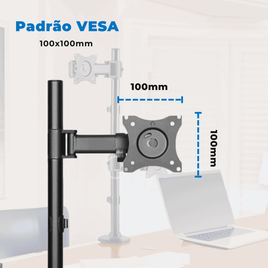 Suporte Ergonômico Articulado de Mesa para 2 Monitores na Vertical de 13" até 27" FT-221M2V - Fixatek - Fixatek