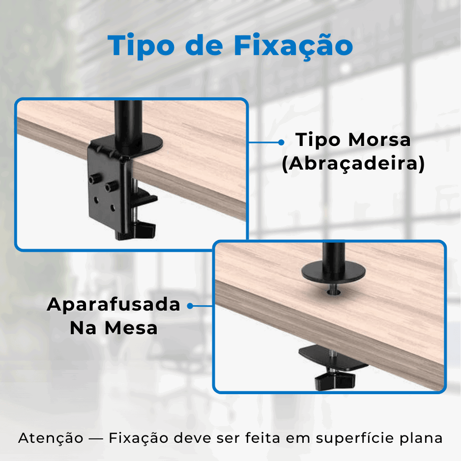 Suporte Ergonômico Articulado de Mesa para 2 Monitores na Vertical de 13" até 27" FT-221M2V - Fixatek - Fixatek