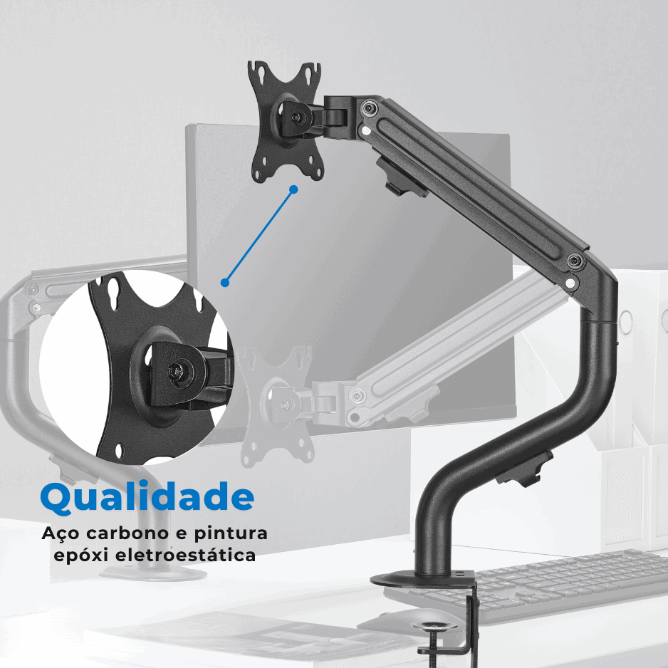 Suporte Ergonômico Articulado de Mesa para 01 Monitor 17" até 32" FT-445MG1 - Fixatek - Fixatek