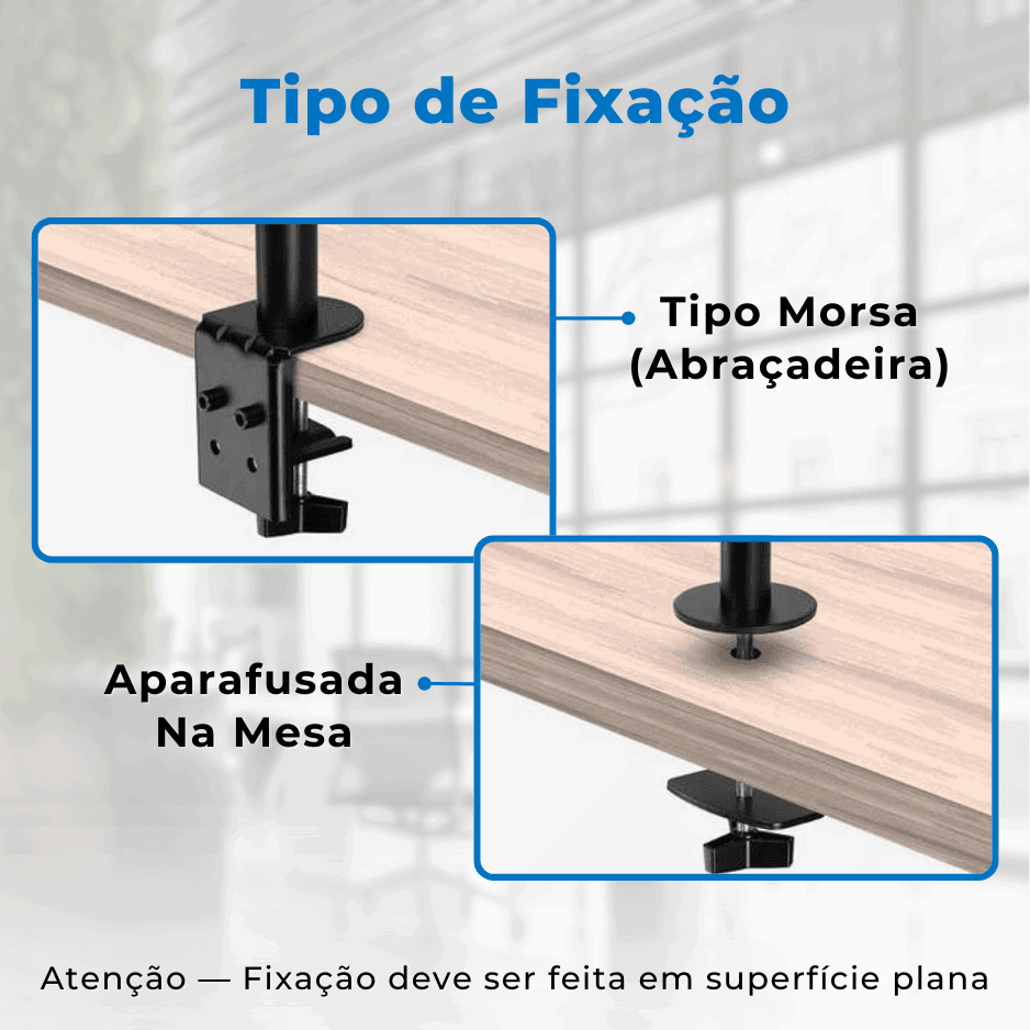 Suporte Ergonômico Articulado de Mesa para 2 Monitores de 13" até 27" FT-726M2 - Fixatek - Fixatek