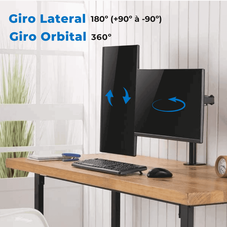 Suporte Ergonômico Articulado de Mesa para 2 Monitores de 13" até 27" FT-726M2 - Fixatek - Fixatek