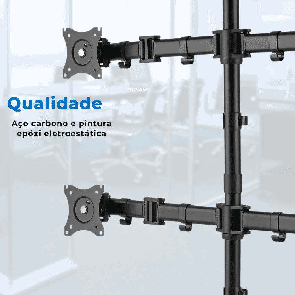 Suporte Ergonômico Articulado de Mesa para 4 Monitores de 13" até 27" FT-726M4 - Fixatek - Fixatek