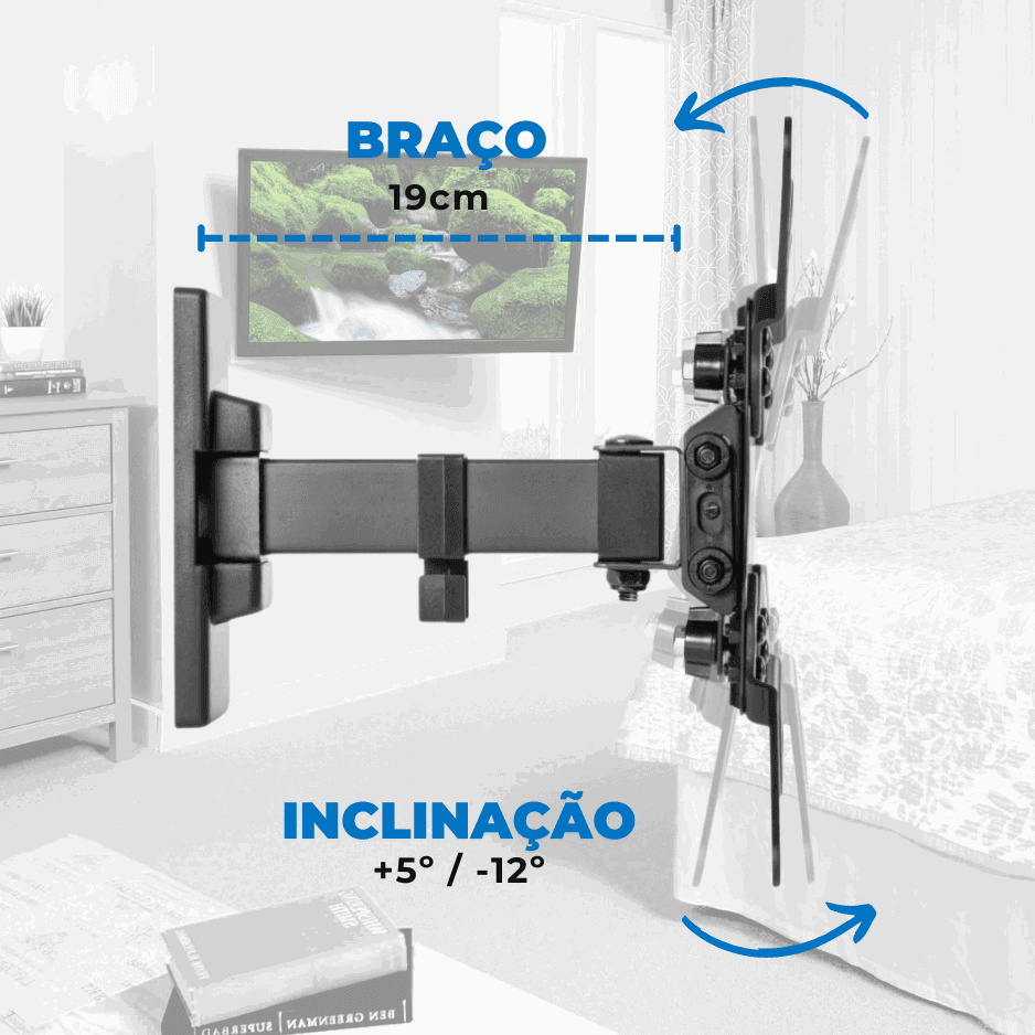 Suporte Articulado para TV LED / OLED / QLED até 47" FT-21SE - Fixatek - Fixatek