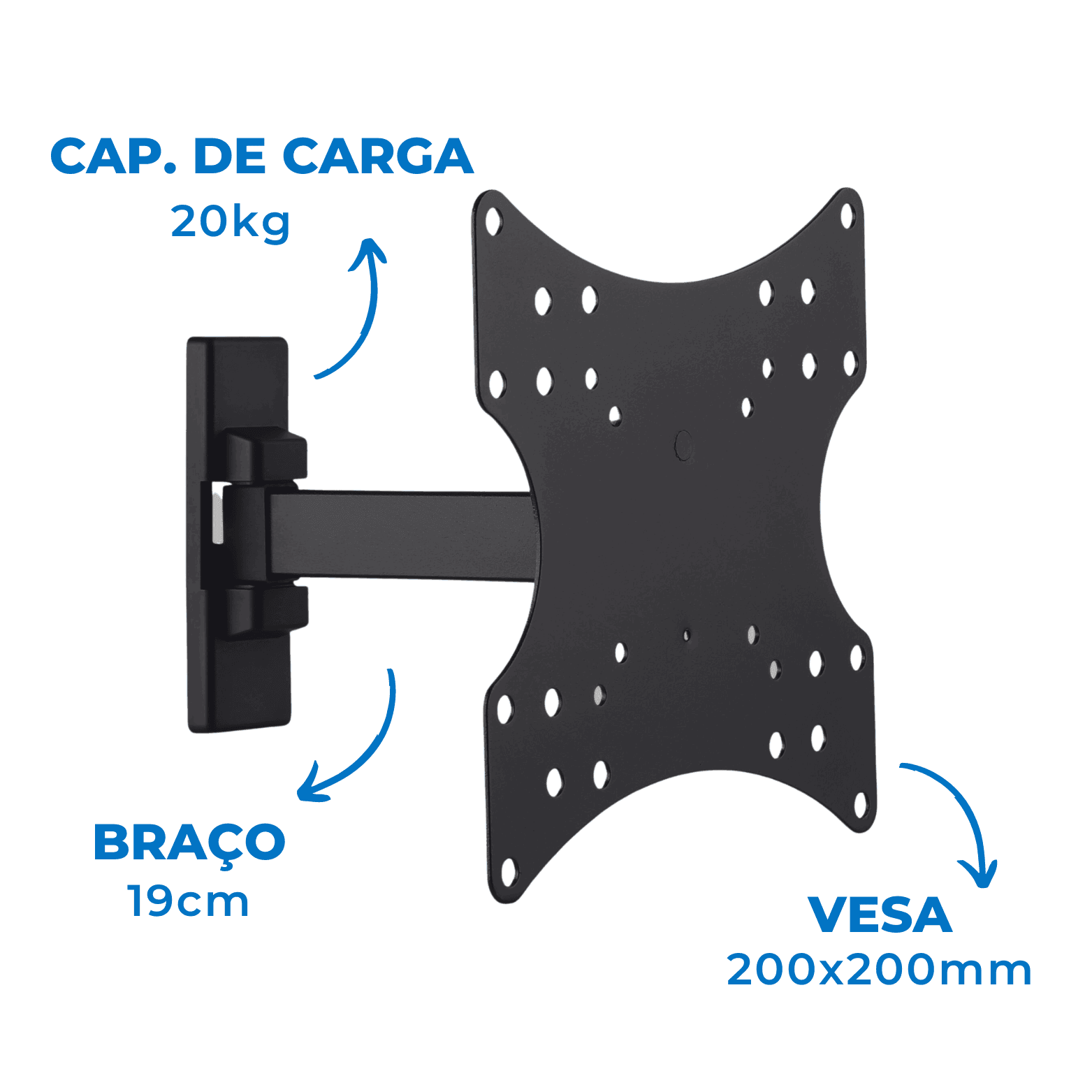Suporte Articulado para TV LED / OLED / QLED até 47" FT-221SE - Fixatek - Fixatek