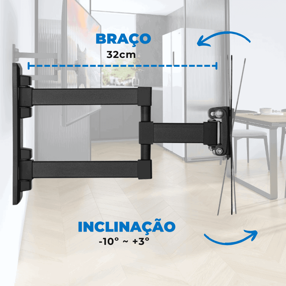 Suporte Articulado para TV LED 23" até 47" Com Peso Até 20 Kg FT-223SE - Fixatek - Fixatek