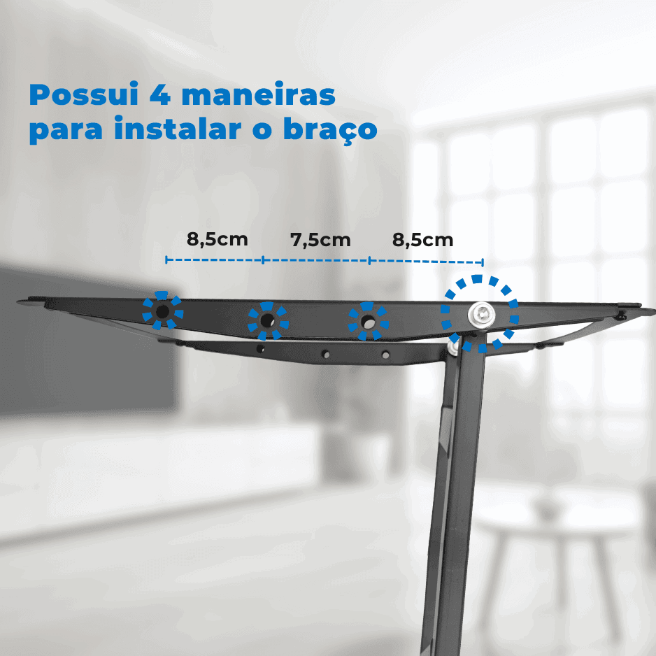 Suporte Articulado para Tv LED 65" á 86'' com Peso até 75 kg - Braço longo de 1 metro (100 cm) FT-64100X - Fixatek - Fixatek