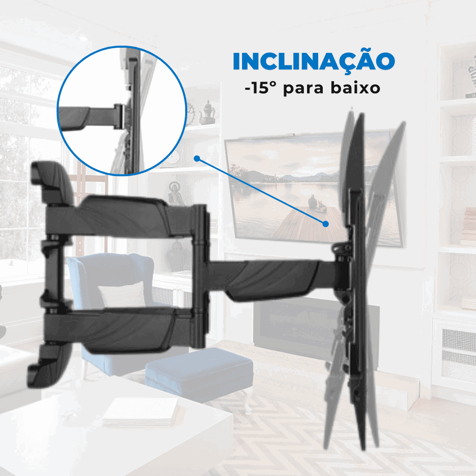Suporte Articulado Reforçado Braço Duplo Tipo Sanfona para Tv LED 37" á 70'' com Peso até 45kg FT-6448P - Fixatek - Fixatek