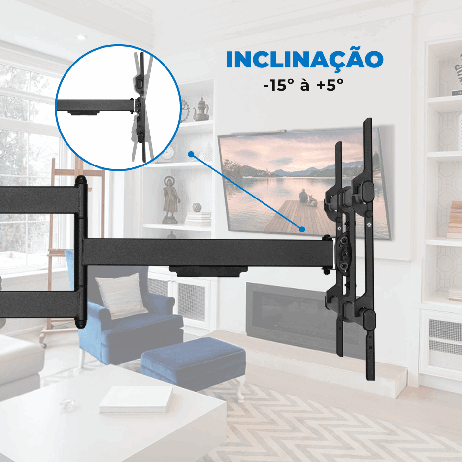 Suporte Articulado para TV LED 43" Até 82'' com Peso Até 40 Kg FT-84100 - Fixatek - Fixatek