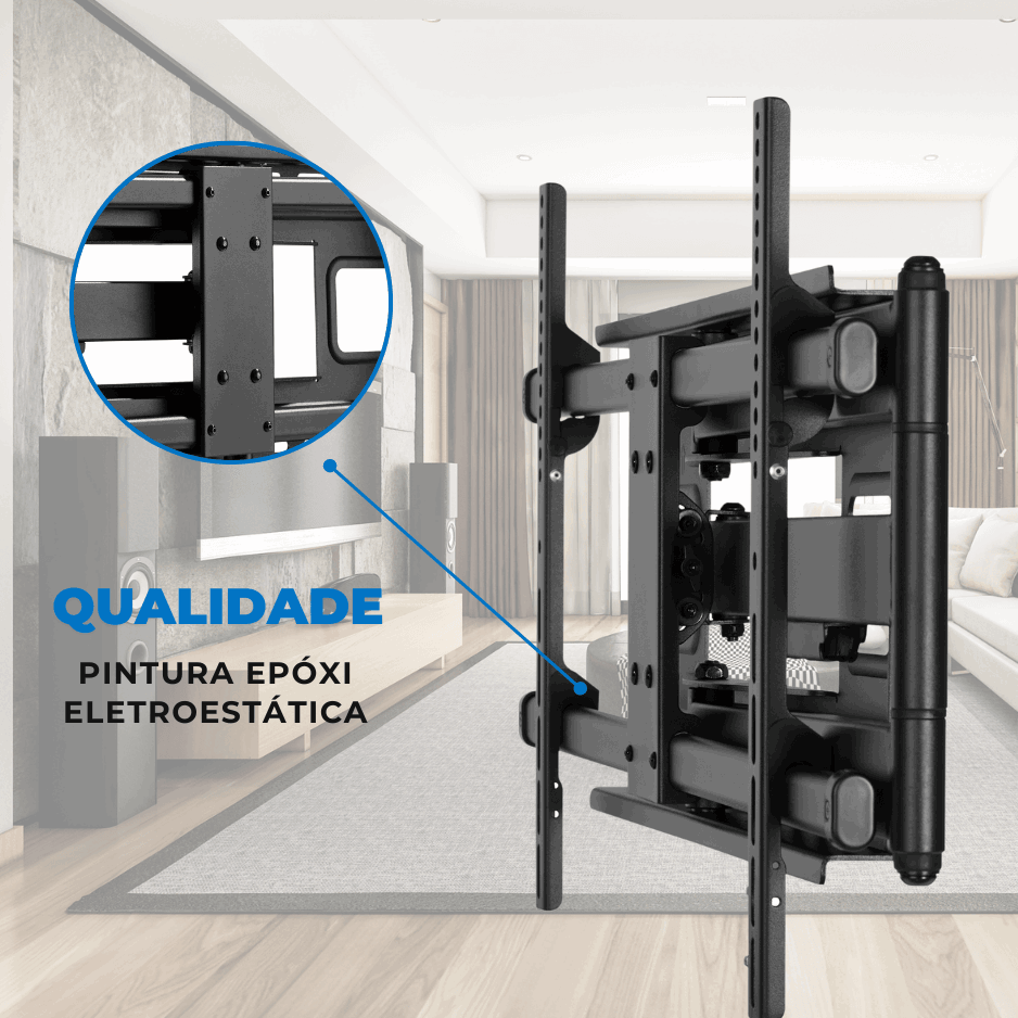 Suporte Articulado para TV LED 43" Até 82'' com Peso Até 40 Kg FT-84100 - Fixatek - Fixatek