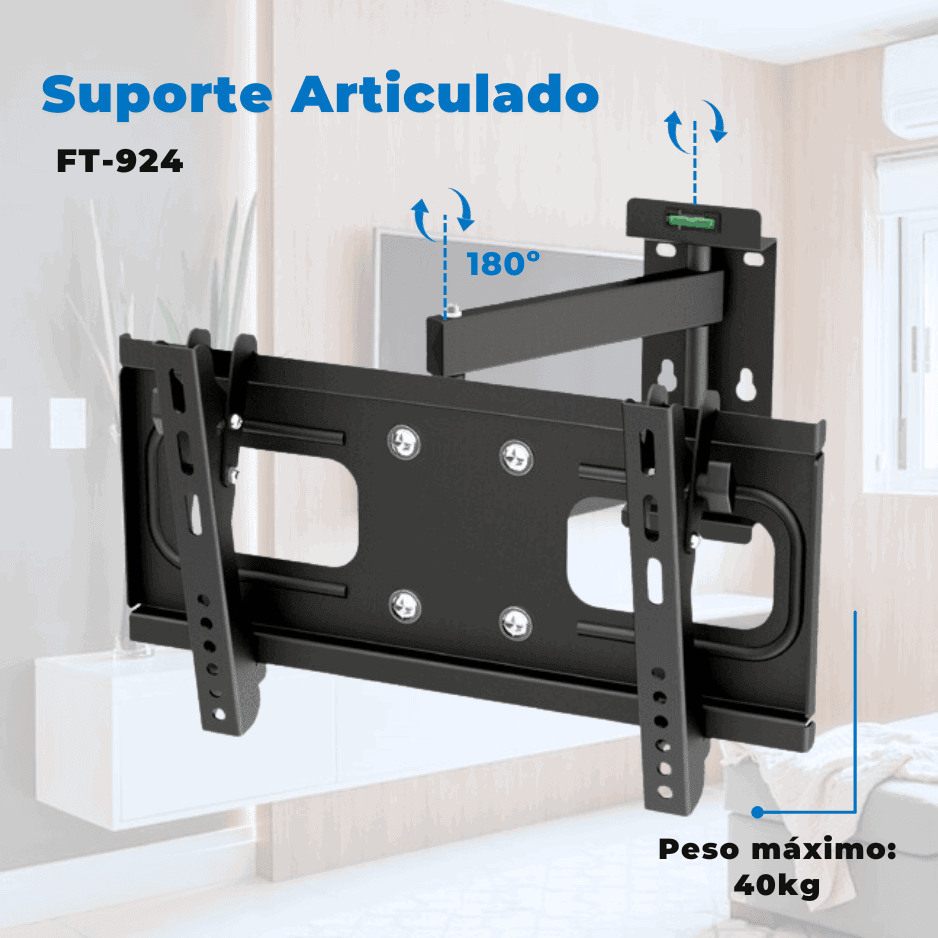 Suporte Articulado para TV LED / OLED / QLED até 47" com Peso até 40kg FT-924 - Fixatek - Fixatek