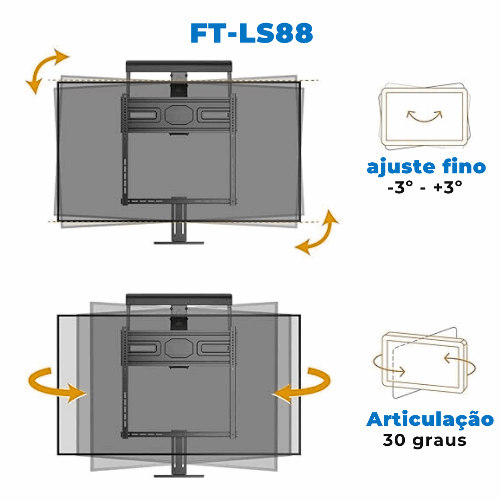 Suporte Articulado com Ajuste de Altura para TV LED 43" á 75'' FT-LS88 - Fixatek - Fixatek