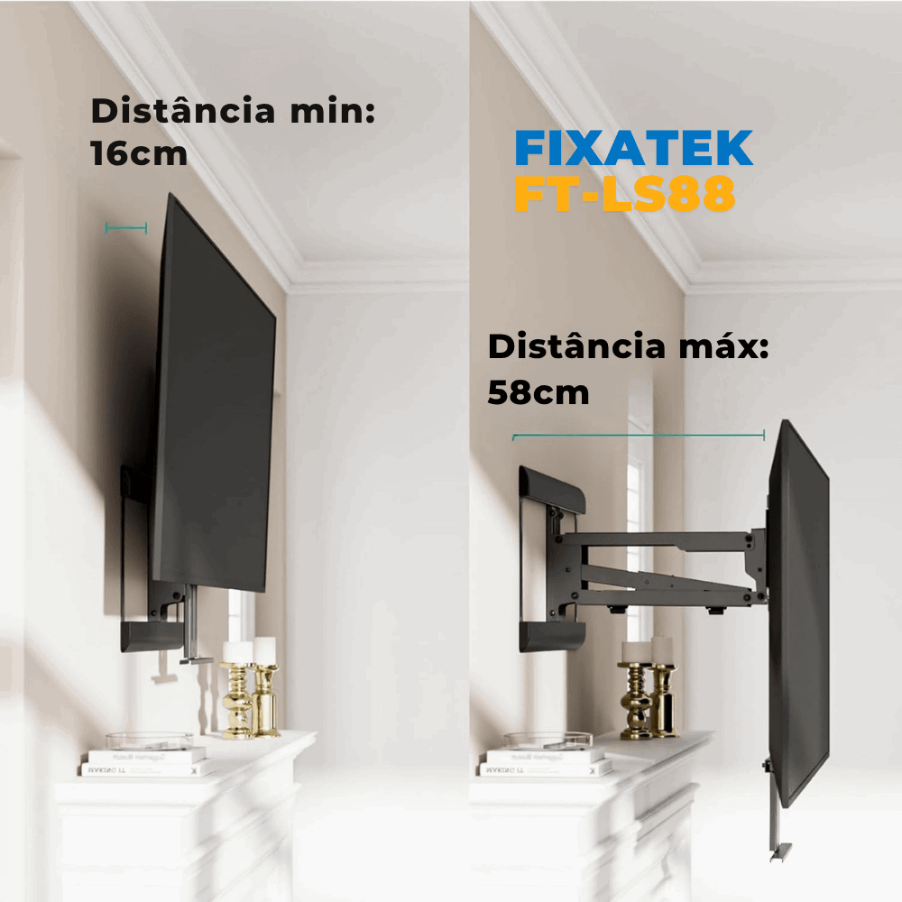 Suporte Articulado com Ajuste de Altura para TV LED 43" á 75'' FT-LS88 - Fixatek - Fixatek