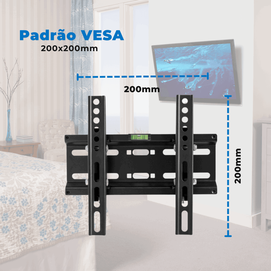Suporte Inclinável para TV LED / OLED / QLED 23" até 47" com Peso até 35kg FT-22SB - Fixatek - Fixatek