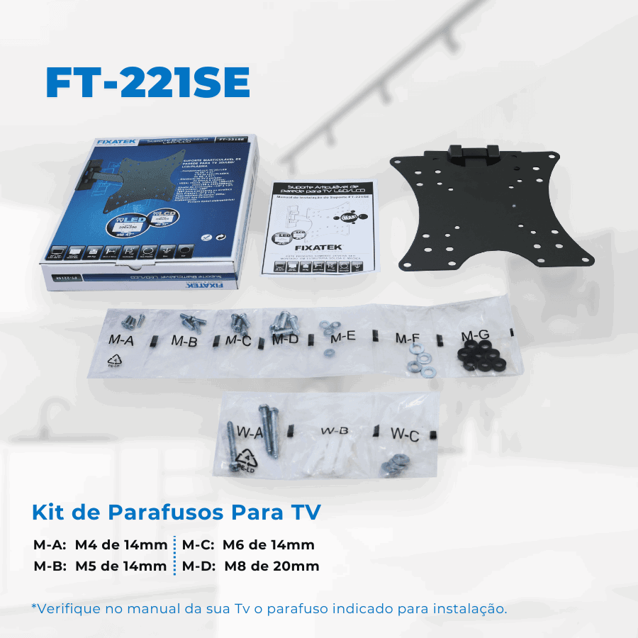 Suporte Articulado para TV LED / OLED / QLED até 47" FT-221SE - Fixatek - Fixatek