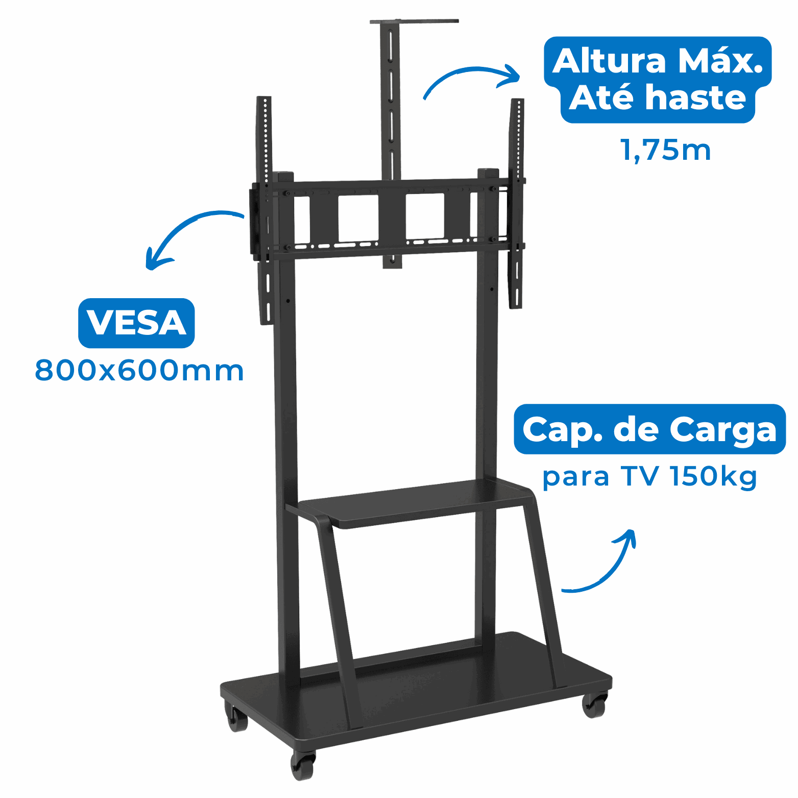 Suporte Pedestal para TV LCD / LED para tela de 55" até 110" com Peso até 120 kg - FT-86XP - Fixatek - Fixatek