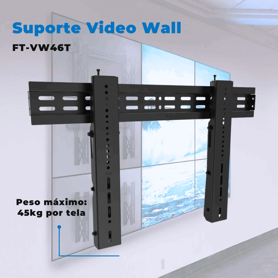 Suporte Vídeo Wall Retrátil Para Monitor LED / OLED / QLED de 37" á 70" com Pop-Out - FT-VW46T - Fixatek - Fixatek