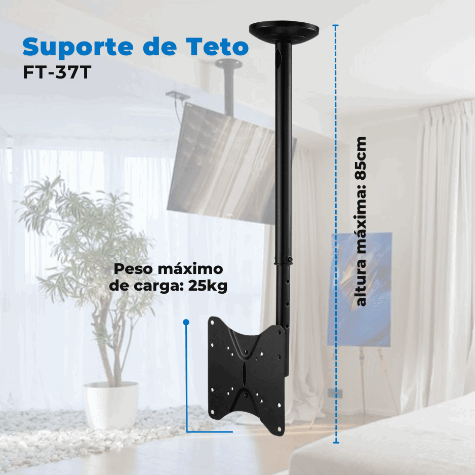 Suporte de Teto para TV LED até 47" e LCD/PLASMA 32" á 42" FT-37T - Fixatek - Fixatek