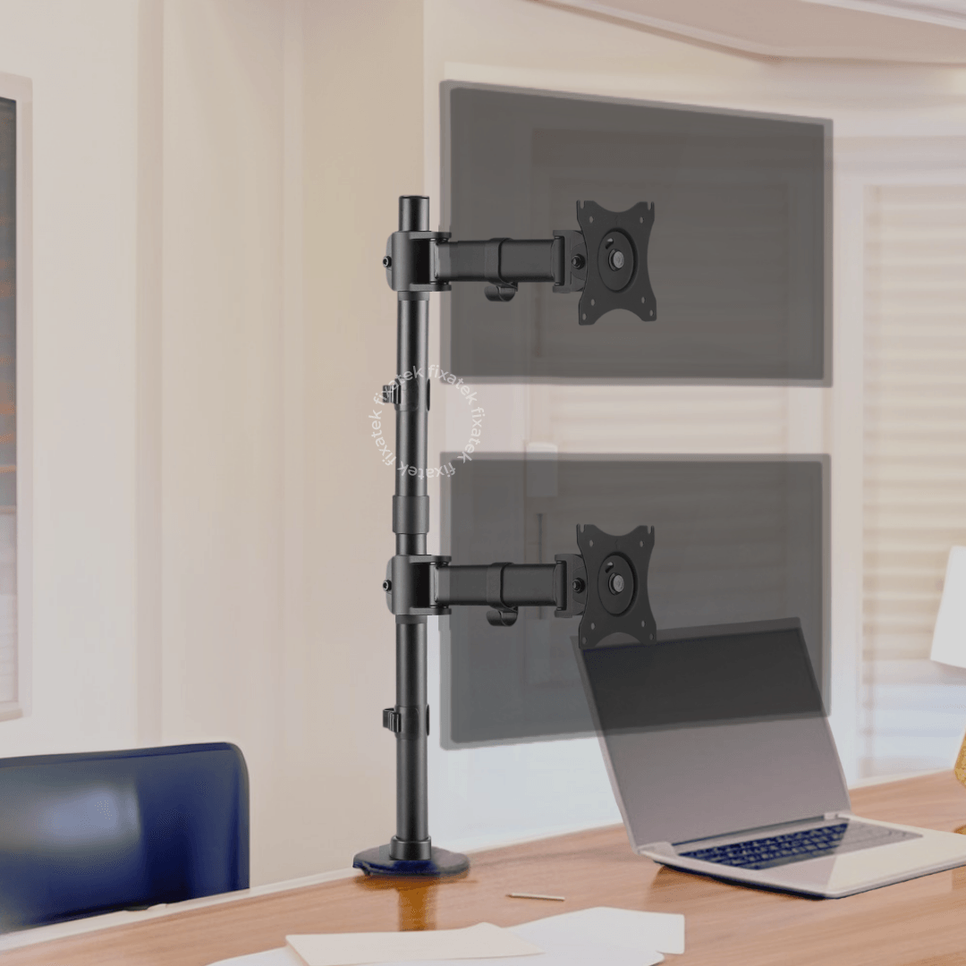 Suporte Ergonômico Articulado de Mesa para 2 Monitores na Vertical de 13" até 27" FT-221M2V - Fixatek - Fixatek