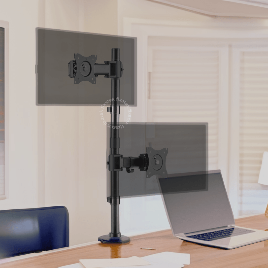 Suporte Ergonômico Articulado de Mesa para 2 Monitores na Vertical de 13" até 27" FT-221M2V - Fixatek - Fixatek