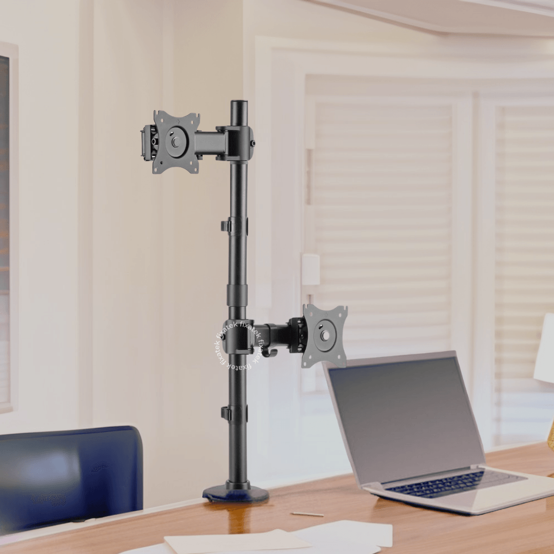 Suporte Ergonômico Articulado de Mesa para 2 Monitores na Vertical de 13" até 27" FT-221M2V - Fixatek - Fixatek