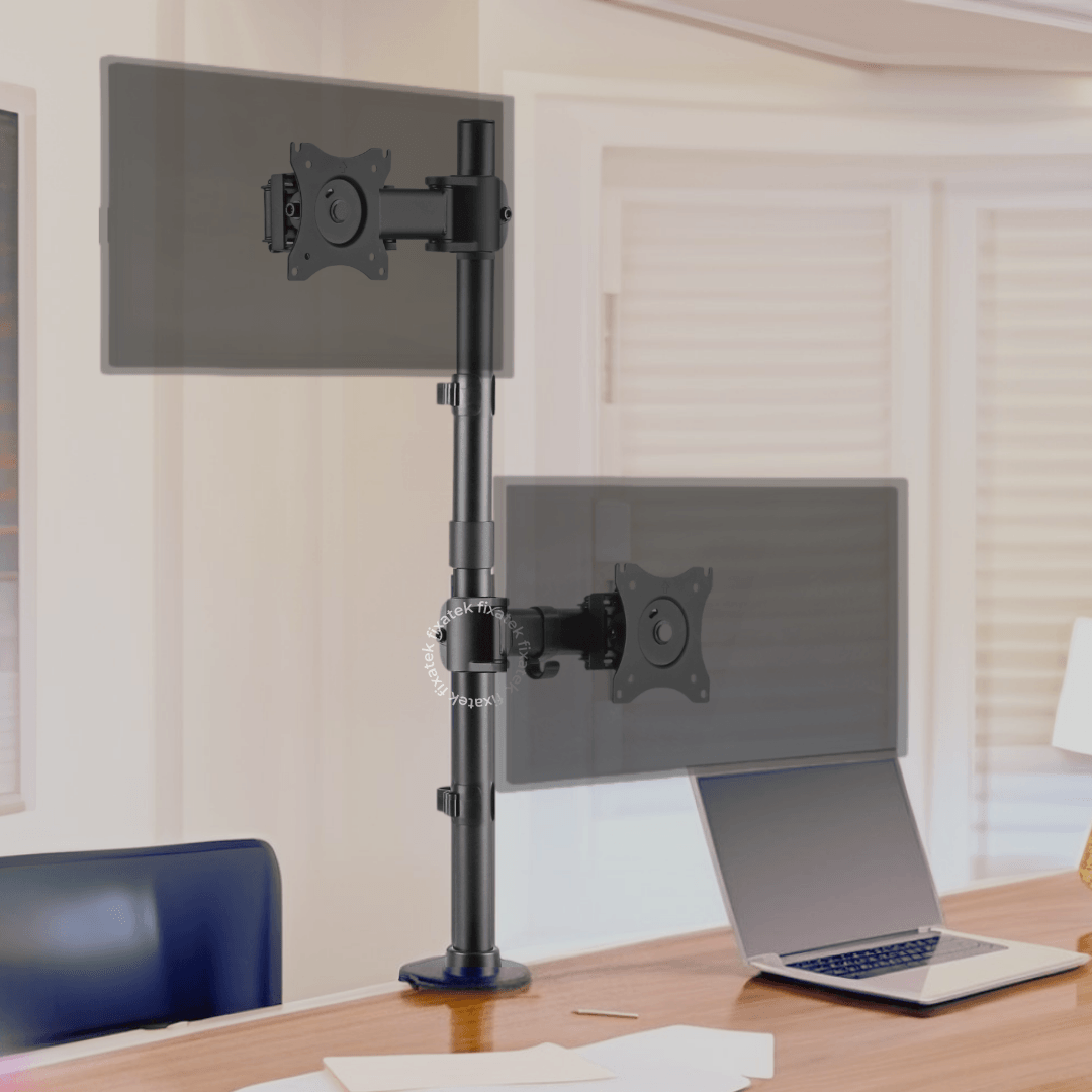 Suporte Ergonômico Articulado de Mesa para 2 Monitores na Vertical de 13" até 27" FT-221M2V - Fixatek - Fixatek