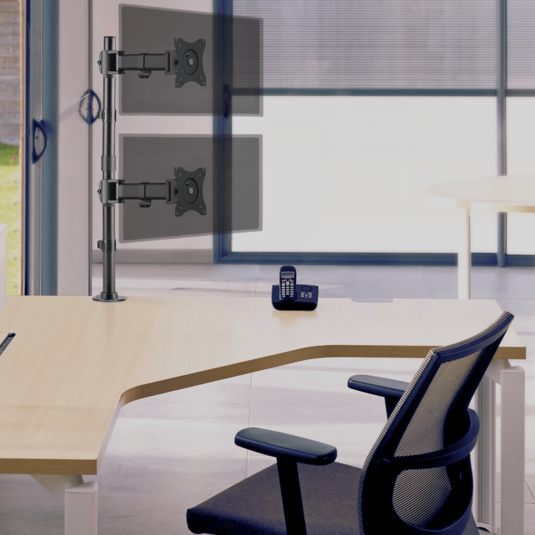 Suporte Ergonômico Articulado de Mesa para 2 Monitores na Vertical de 13" até 27" FT-221M2V - Fixatek - Fixatek