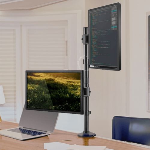 Suporte Ergonômico Articulado de Mesa para 2 Monitores na Vertical de 13" até 27" FT-221M2V - Fixatek - Fixatek