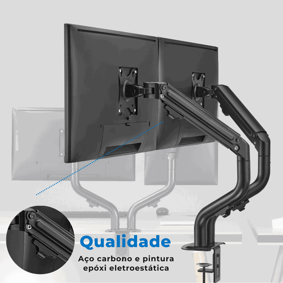 Suporte Ergonômico Articulado de Mesa para 02 Monitores 17" até 32" FT-445MG2 - Fixatek - Fixatek