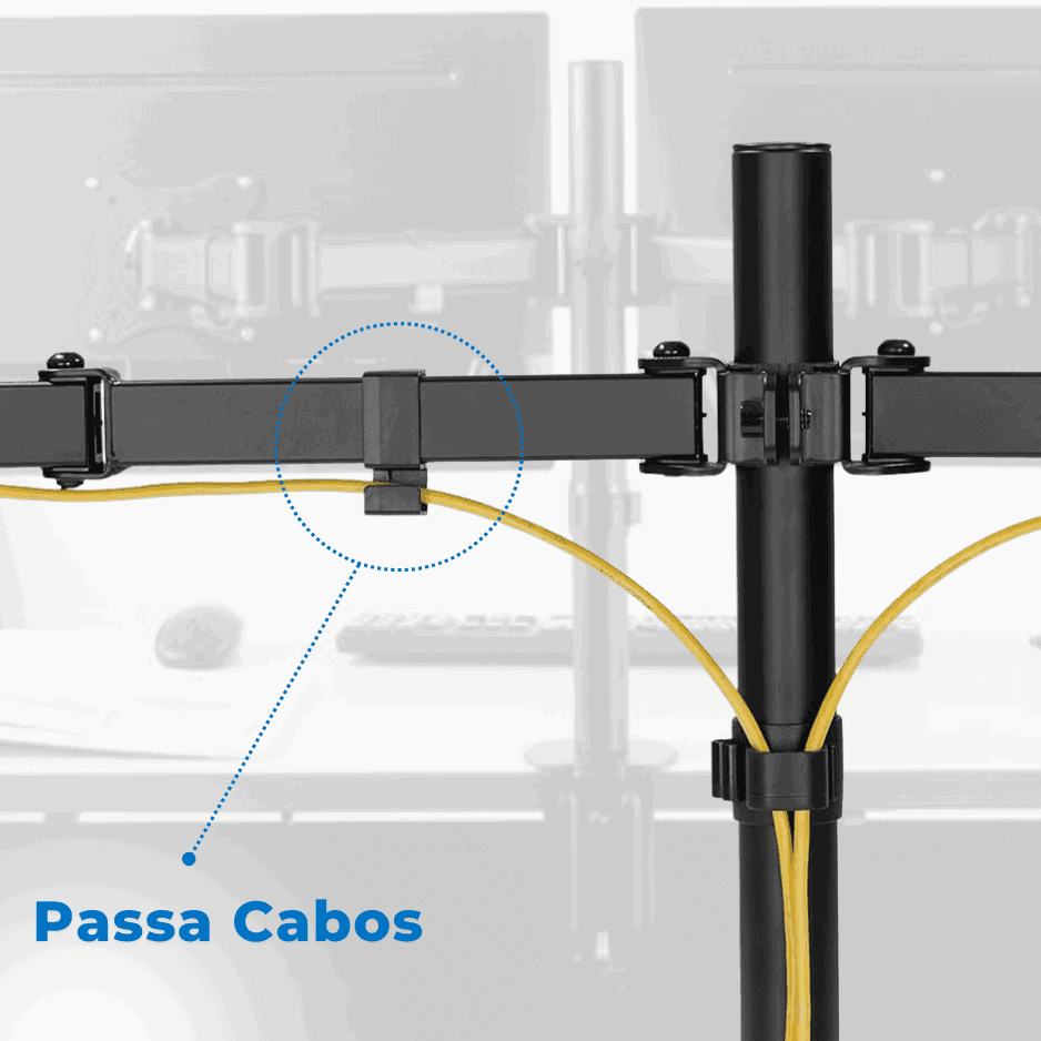 Suporte Ergonômico Articulado de Mesa para 2 Monitores de 13" até 27" FT-726M2 - Fixatek - Fixatek