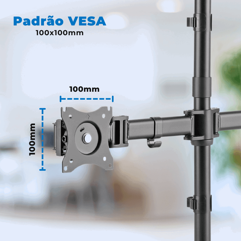 Suporte Ergonômico Articulado de Mesa para 4 Monitores de 13" até 27" FT-726M4 - Fixatek - Fixatek