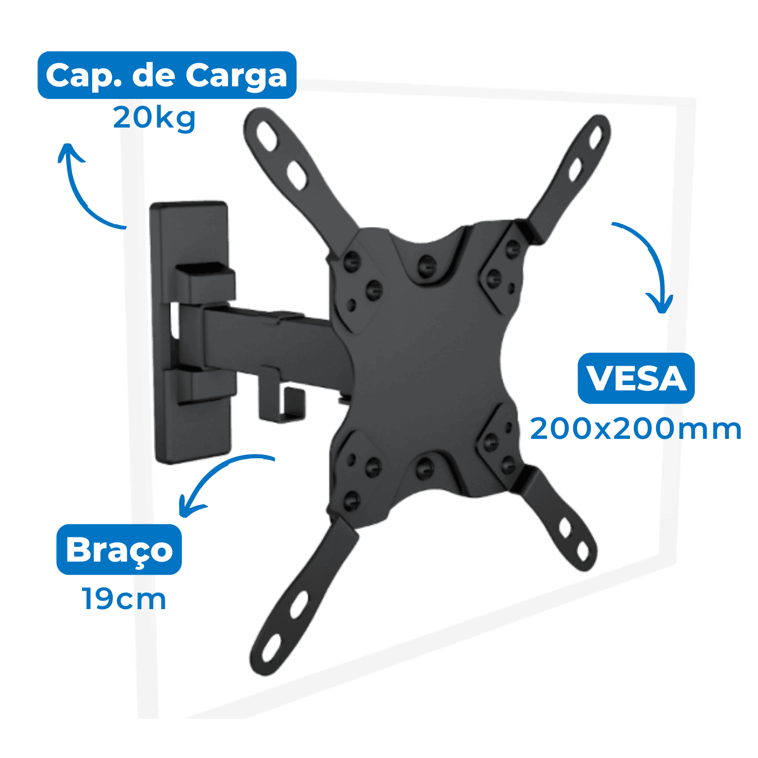 Suporte Articulado para TV LED / OLED / QLED até 47" FT-21SE - Fixatek - Fixatek