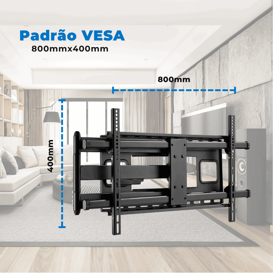 Suporte Articulado para TV LED 43" Até 82'' com Peso Até 40 Kg FT-84100 - Fixatek - Fixatek
