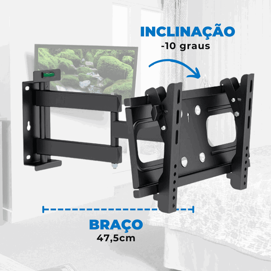 Suporte Articulado para TV LED / OLED / QLED até 47" com Peso até 40kg FT-924 - Fixatek - Fixatek