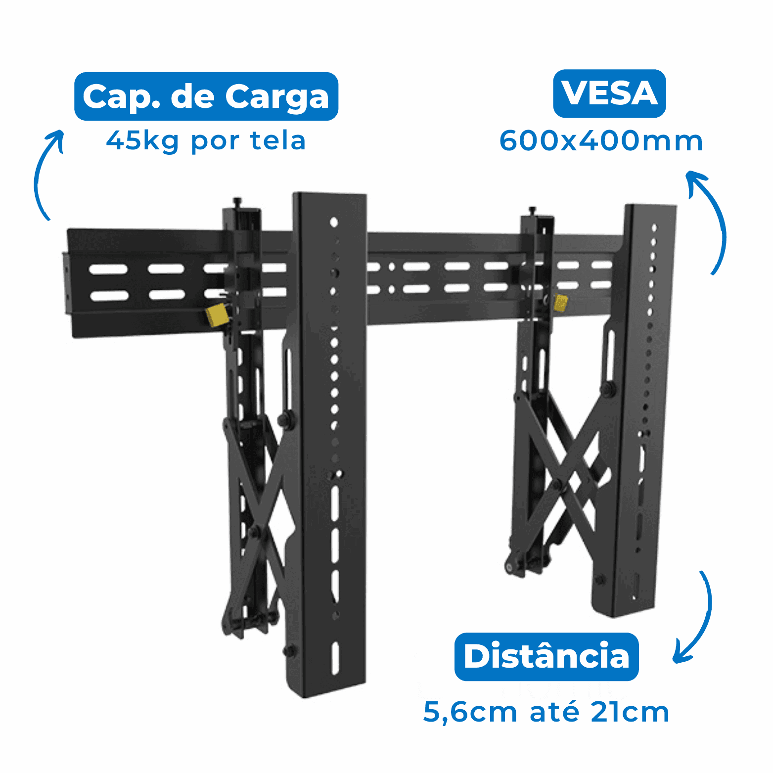 Suporte Vídeo Wall Retrátil Para Monitor LED / OLED / QLED de 37" á 70" com Pop-Out - FT-VW46T - Fixatek - Fixatek