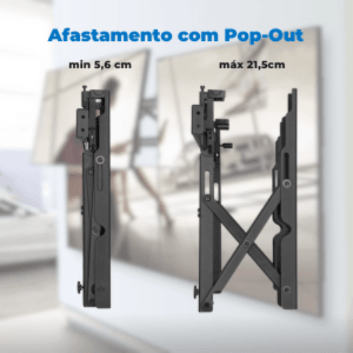 Suporte Vídeo Wall Retrátil Para Monitor LED / OLED / QLED de 37" á 70" com Pop-Out - FT-VW46T - Fixatek - Fixatek