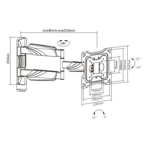 Suporte Articulado para TV LED 23" até 50" com Peso até 35 kg FT-2251P - Fixatek - Fixatek