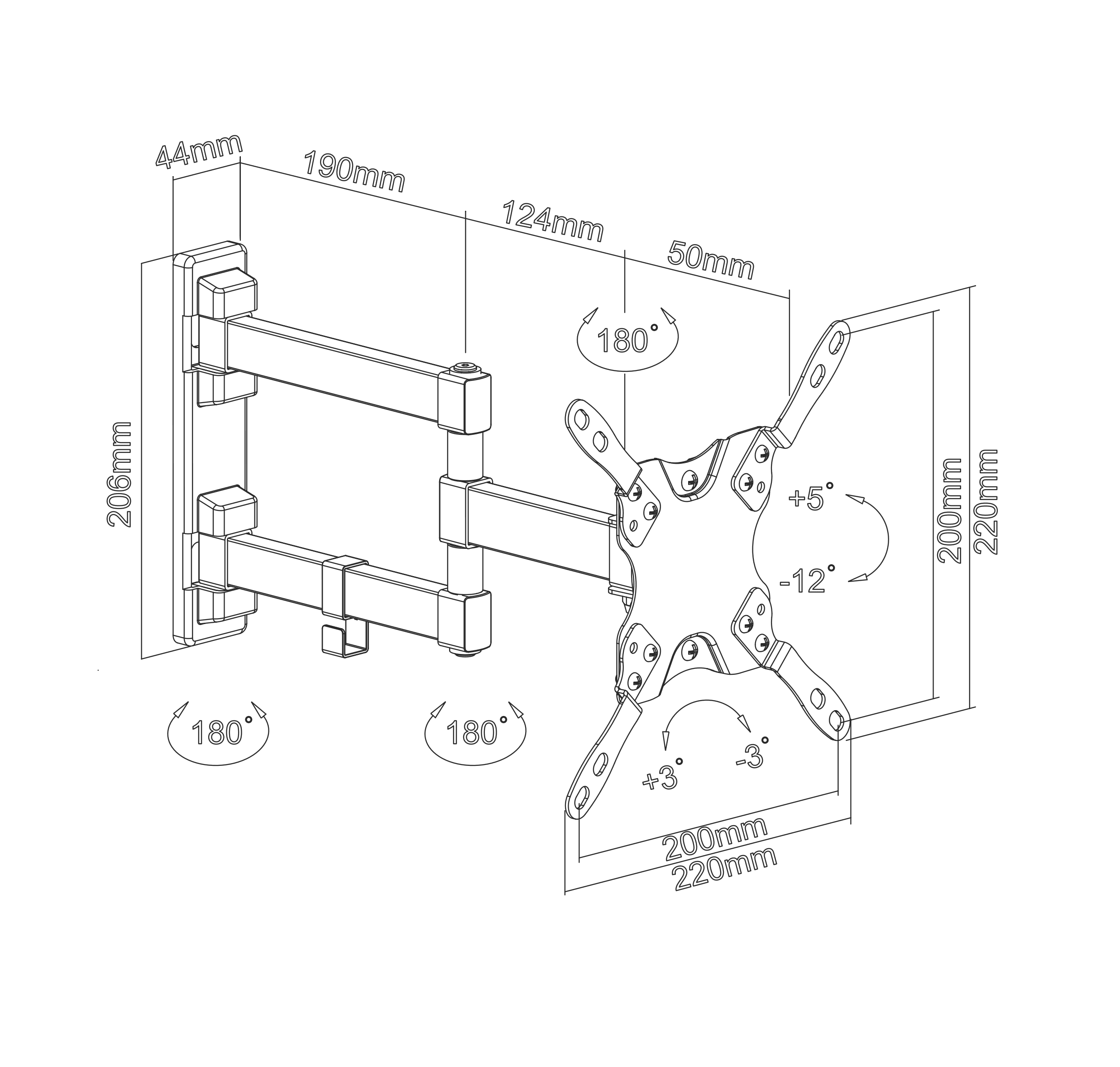 Suporte Articulado para TV LED até 47" FT-23SE - Fixatek - Fixatek