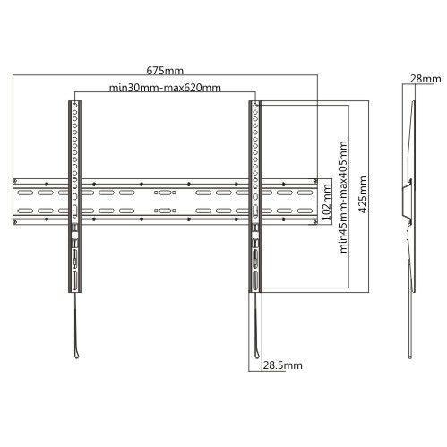 Suporte Fixo para TV LED 37" até 70" FT-64US - Fixatek - Fixatek