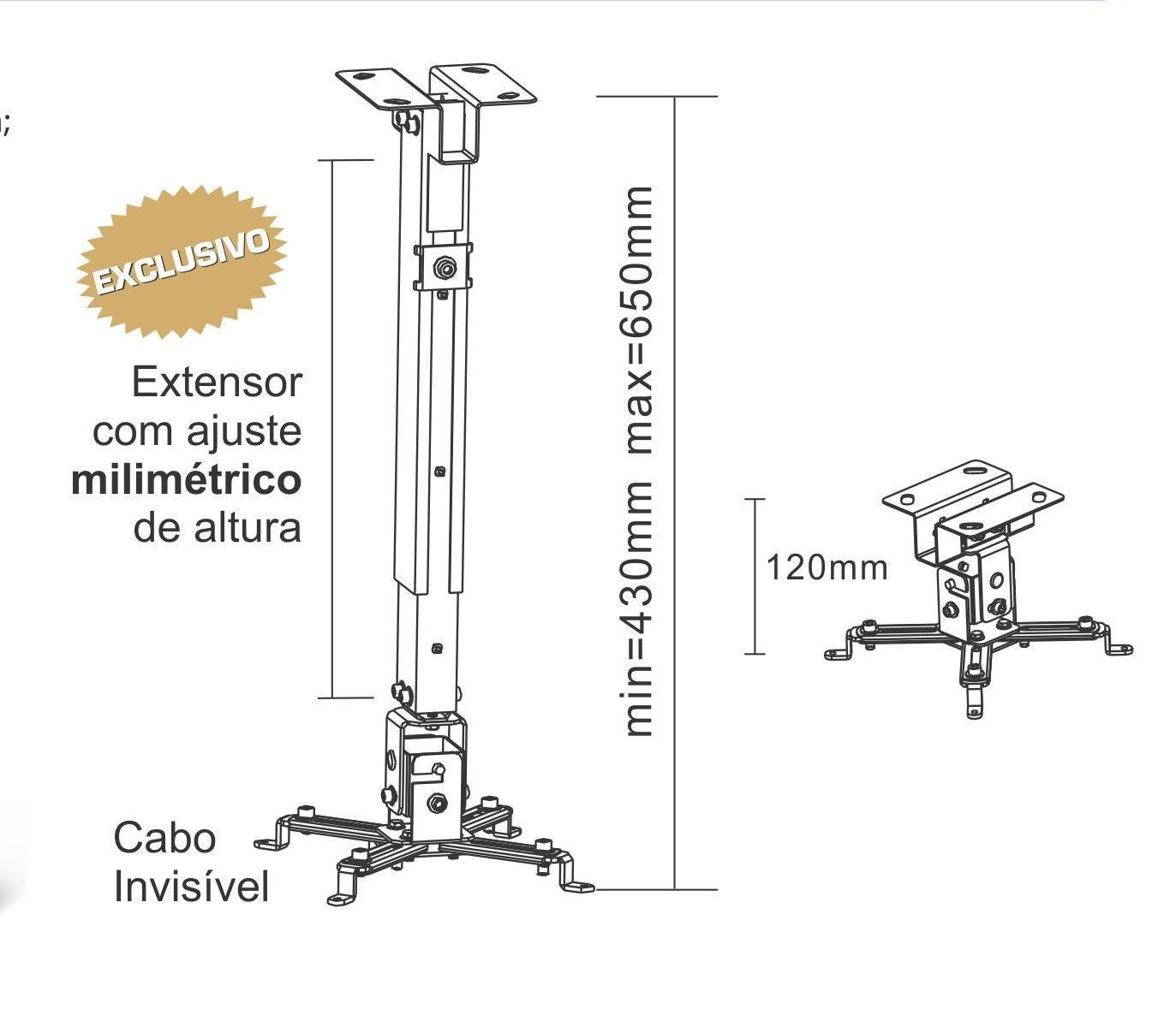 Suporte para Projetor Multimidia Branco FT-PR2W - Fixatek - Fixatek