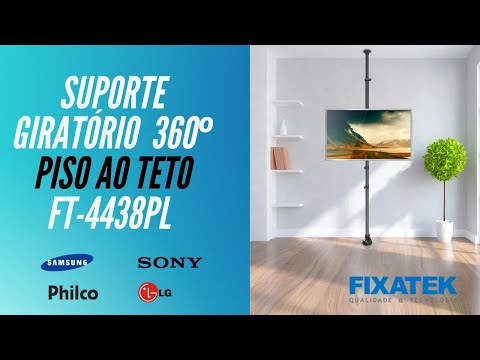 Video - Como funciona o Suporte Tubo Giratório 360 piso ao teto Fixatek - FT-4438PL