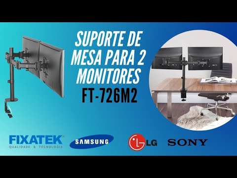 Video - Suporte articulado de mesa para dois 2 monitores ou TV Fixatek - FT-726M2