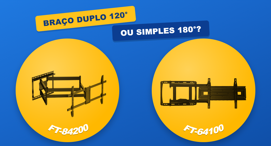 FT-84200 vs FT-64100: Braço Duplo com 120° ou Braço Simples com 180°?