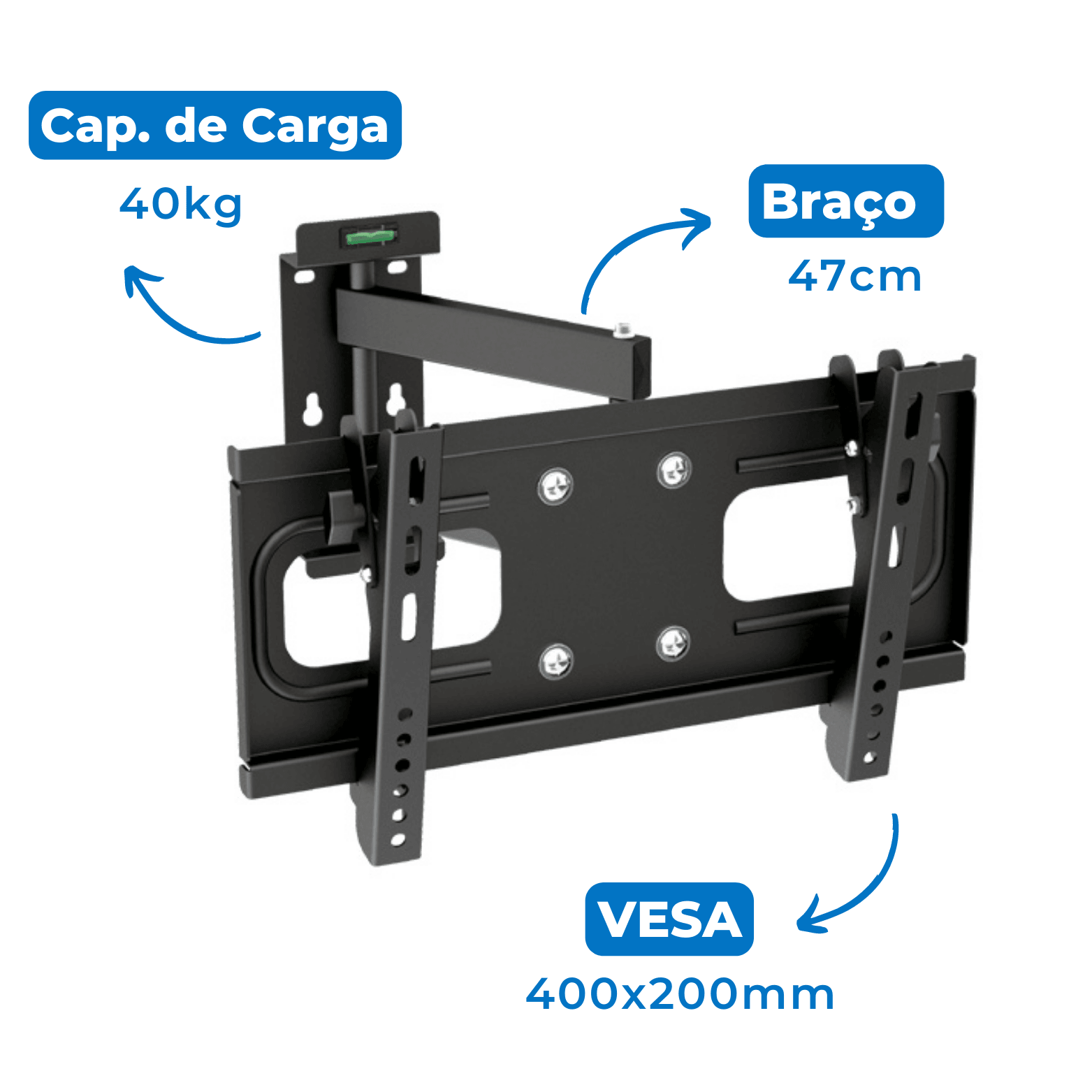 Suporte Articulado para TV LED / OLED / QLED até 47" com Peso até 40kg FT-924 - Fixatek - Fixatek