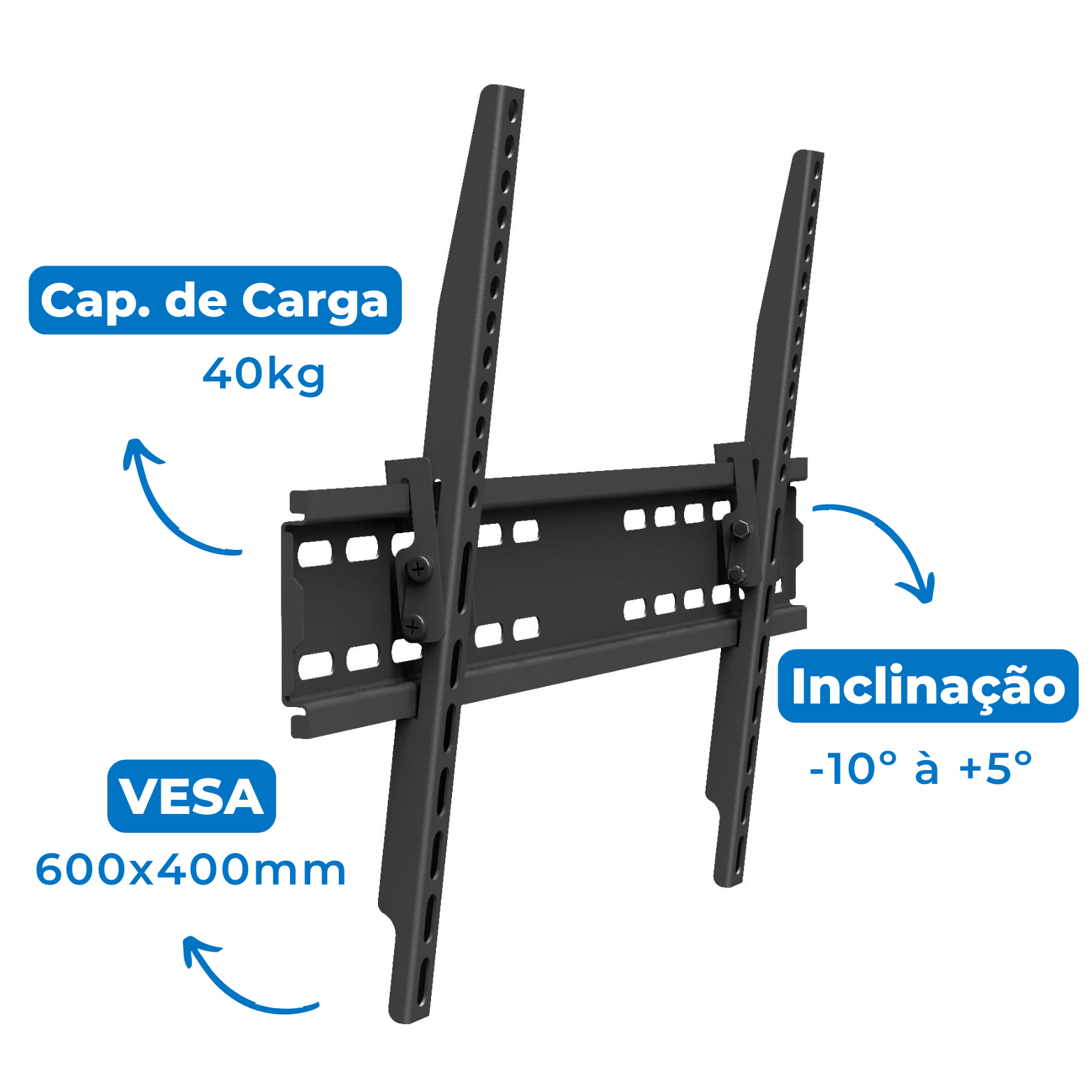 Suporte Inclinável para TV LED / OLED / QLED 37" até 70" com Peso até 40 kg FT-PL64 - Fixatek - Fixatek