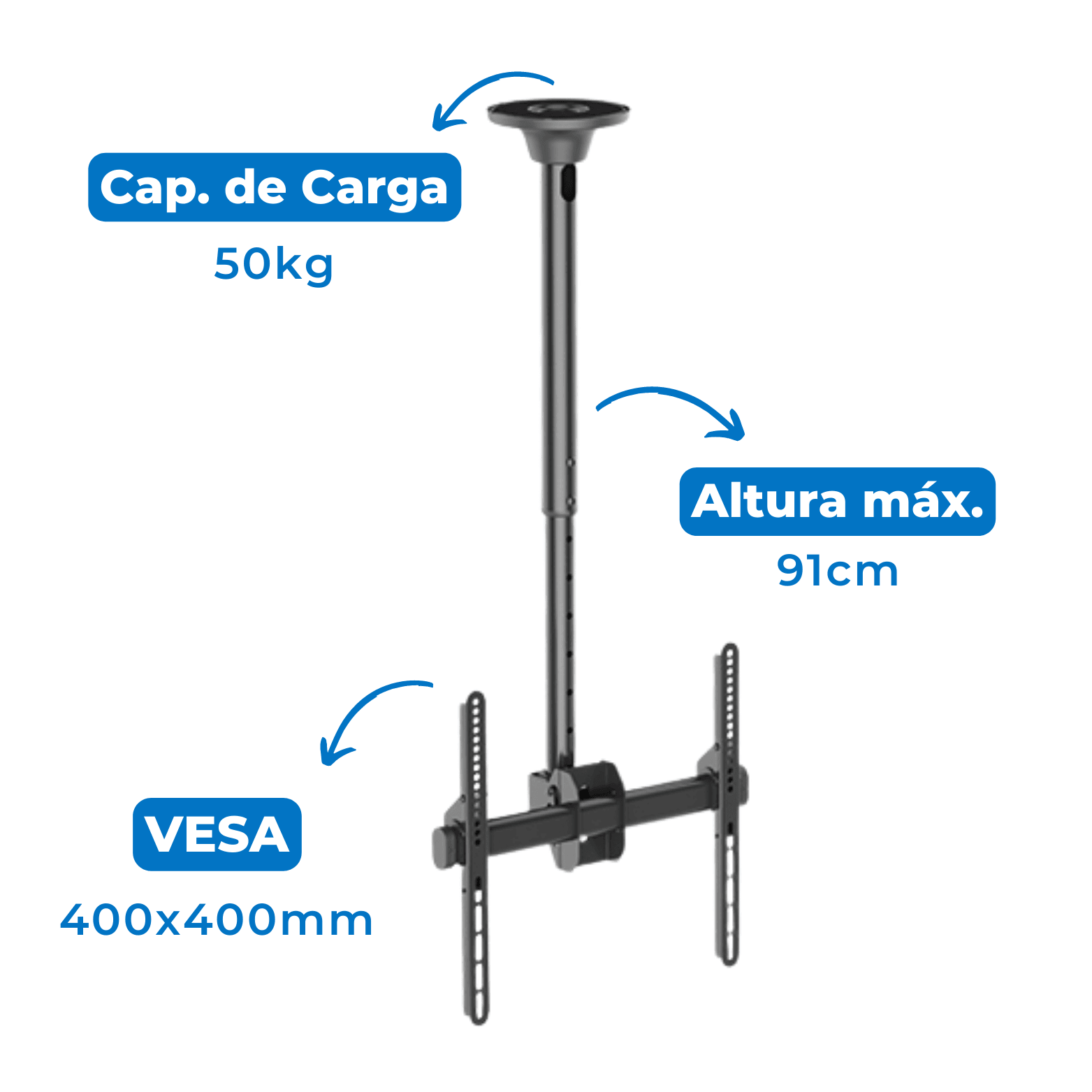 Suporte de Teto para TV LED / OLED / QLED até 55" com Peso até 50kg - FT-4491T - Fixatek - Fixatek