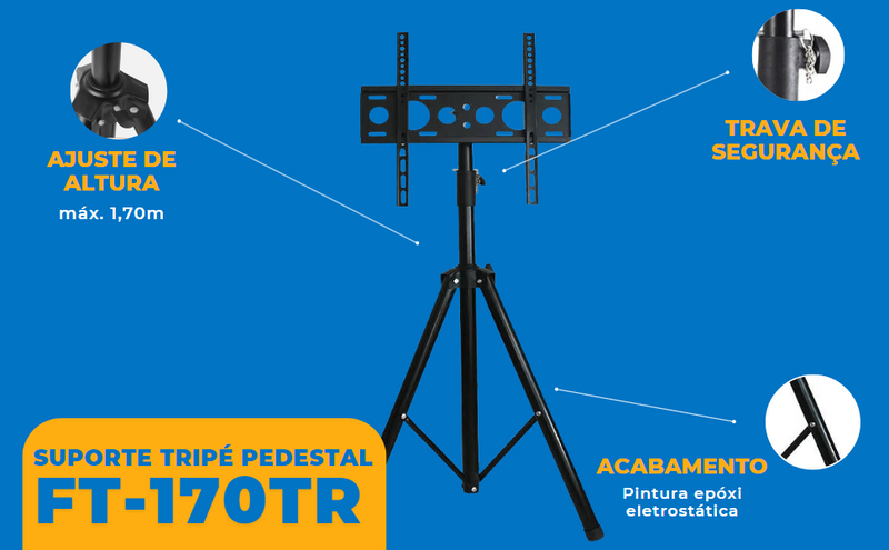 Suporte Tripé Pedestal para TV LED / OLED / QLED de 26" até 55" FT-170TR - Fixatek - Fixatek